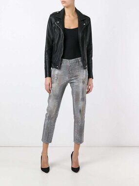 NWOT DSQUARED2 Cool Girl Swarovski Crystal Low Rise Skinny Ankle Jeans, Size 40